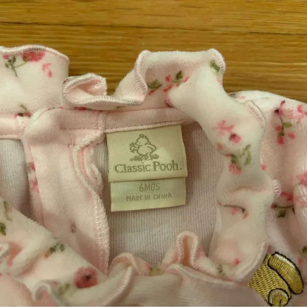 Classic Pooh vintage Winnie the Pooh Disney pink velour onesie jumpsuit
